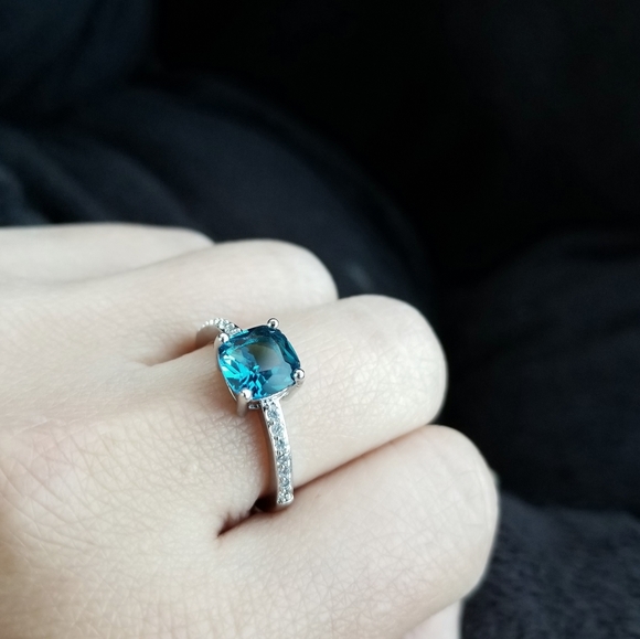 💎NEW💎 SILVER PEACOCK BLUE SAPPHIRE RING - Picture 7 of 13